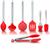 Utensílios De Cozinha Colheres Silicone Cabo Inox 7 Peças  Vermelho