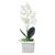 Vaso C/ Orquídea Flor Artificial Decoração Vasinho Porcelana Branco