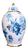 Vaso Decorativo Porcelana Azul e Branco Com Tampa 33x18 Azul Branco e Dourado