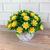 Vaso Geométrico Decorativo + 1 Arranjo de Flor Artificial Amarelo/Branco