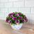 Vaso Geométrico Decorativo + 1 Arranjo de Flor Artificial Roxo/Branco