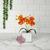 Vaso Transparente com Arranjo Flor de Orquídea Artificial  Orquídea Alaranjada