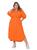 Vestido Chemise Longo Midi Plus size Manga Princesa Luxo 3/4 Laranja