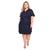 Vestido Chemisier Linho Plus Size Ref 44 Azul marinho