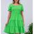 Vestido curto lastex manga bufante decote reto feminino Verde