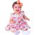 Vestido de Bebê Menina Florido com Tiara 100% Algodão Iris Laranja