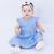 Vestido de Bebê Menina Infantil com Tiara 100% Algodão Azul