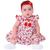 Vestido de Bebê Menina Infantil com Tiara 100% Algodão Off white, Vermelho