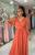 Vestido De Festa com manga longa Elegante Todo Brilhoso plus size Laço Terracota