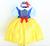 Vestido De Festa Infantil Branca De Neve Fantasia E Tiara Amarelo e azul