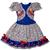 Vestido De Quadrilha Infantil Festa Junina Luxo Algodão Bk24 Azul floral