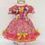 Vestido De Quadrilha Infantil Luxo Em Algodão Festa Junina Vestido Caipira BK25 Rosa 4