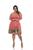 Vestido estampado Plus Size roupa feminina tamanho grande Cod 510 Rosa