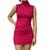 Vestido feminino Canelado Curto Alça Costas Aberta Gola Alta midi tubinho justo colado. vestido curto barato vestidinho canelado Rosa pink