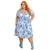 Vestido feminino curto decote V profundo florido laise bordado algodão estampa floral até o joelho moda slim e Plus Size 40 ao 56 Azul, Branco