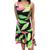 Vestido Feminino  Lia Moda Verão  Estampado Design Mid Alças Largas Viscose Com Ziper Babados Verde, Rosa, Preto