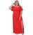 Vestido Feminino Longo Plus Size Moda Novo Estampado GG,G1,G2 Vermelho fenda