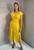 Vestido feminino midi com fenda e manga godê elegante verao Amarelo