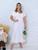 Vestido Feminino Midi Manga Curta Trico Fio Raion Evase Decote V Moda Evangelica Branco