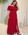 Vestido Feminino Plus Size Moda Feminina Plus Longo Casual Casamento Convidada com Fenda Lateral Vermelho