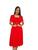 Vestido Feminino Social Midi Evase Gode Rodado Moda Evangelica Vermelho 401 Vermelho