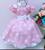 Vestido festa infantil Minnie Rosa com bolinhas brancas luxo Vestido minie lele1