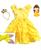 Vestido Festa Infantil Princesa Luxo A Bela E A Fera E Coroa Amarelo
