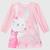 Vestido Infanti Menina Manga Longa em Cotton Coelha Rosa