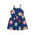 Vestido Infantil Alças Brilho Estampa Colorida Floral Verão Azul royal