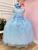 Vestido Infantil Azul Bebê C/ Renda e Apliques Pérolas Damas luxo festa 4563AZ Azul bebê