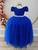 Vestido Infantil Azul Royal C/ Renda Realeza e Pérolas Damas Super luxo festa 2251AZ Azul royal
