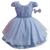 Vestido Infantil Bordado Azul com Cinto em Pérolas Festa Aniversário Luxo Princesa Menina Azul