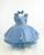 Vestido Infantil de Festa Azul Frozen de Luxo + Capa Azul