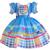 Vestido Infantil De Festa Junina Caipira Azul Menina Luxo Azul