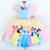 Vestido Infantil Festa Luxo Princesas + Tiara de Cora Colorido