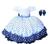 Vestido Infantil Floral Festa Luxo E Tiara Azul, Branco