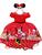 Vestido Infantil Juvenil Minnie Vermelha Luxo Temático Perfeito para Princesa Aniversário Vermelho