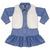 Vestido Infantil Look Jeans c/ Colete Jeans Azul