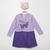 Vestido Infantil Marisol Manga Longa Bicolor Estampado Borboleta Lilás