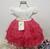Vestido Infantil menina Bebê Luxo Aniversario Festas Batizado Bege c rosa chicle