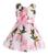 Vestido Infantil Menina Florido Com Laço Festa Rosa, Chiclete