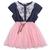 Vestido Infantil Menina Jeans Saia Festa Ano Novo + Cinto Rosa