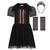 Vestido Infantil Menina Verão Fantasia de Bruxa Vampira (Vestido + Arco + Luva) 4 a 12 - Kukiê Preto