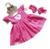 Vestido Infantil Menina Xadrez Caipira + Tiara Baby Luxuoso Rosa xadrez