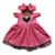 Vestido Infantil Menina Xadrez Caipira + Tiara Baby Luxuoso Vermelho xadrez