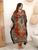 Vestido Kaftan Indiano Longo Estampado Plus Size496 Laranja