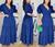Vestido longo 3 Marias manga curta princesa decote X feminino blogueira Azul