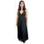 Vestido Longo Casual Decote Alcinha No Suede Casamento Preto, Liso