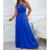 Vestido longo elegante multiformas feminino moda gringa Azul bic