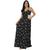 Vestido Longo Estampado Decotado de Verão Até o Plus Size Preto borboleta